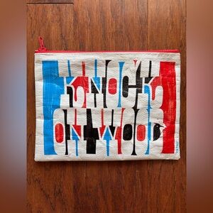 Blue Q Large Zipper Pouch | Knock On Wood by Esther Aarts